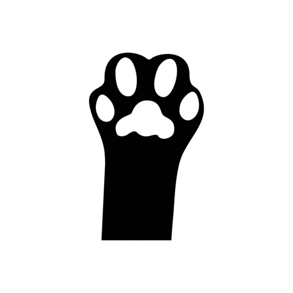 Macskamancs. Háziállat. Fekete sziluett lágy macska mancs elszigetelt fehér háttér. Logó design elem. Vektor — Stock Vector
