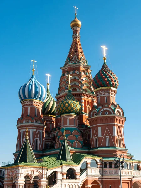 View Basil Cathedral Blue Sky Red Square Moscow Russia Vertical — Stock Photo, Image