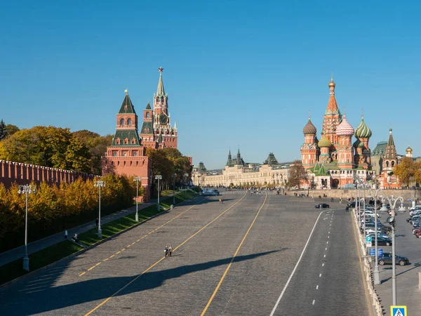 Blick Auf Kreml Und Basilius Kathedrale Von Der Moskauer Brücke — Stockfoto