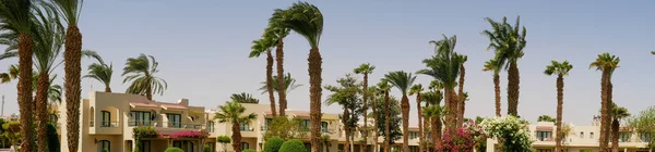 Hurghada Egyiptom Szeptember 2021 Panorámás Kilátás Gyönyörű Szálloda Területén Házak — Stock Fotó