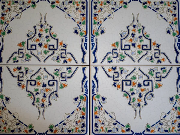 Azulejo Con Fondo Abstracto Textura Estampada Estilo Oriental Azul Blanco Imagen de stock