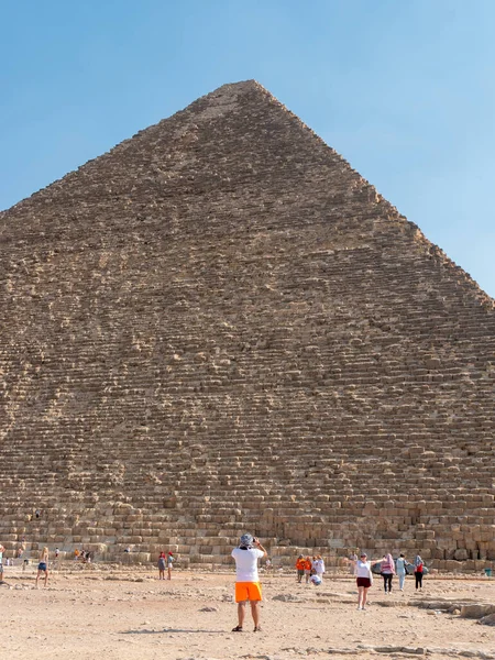 Gizeh Caïro Egypte September 2021 Piramide Van Cheops Tegen Blauwe — Stockfoto