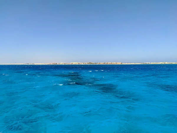 Belle Vue Sur Mer Rouge Avec Récif Corallien Sur Fond — Photo