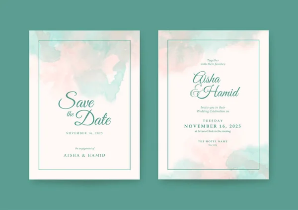 Hermosa Romántica Plantilla Invitación Boda — Vector de stock