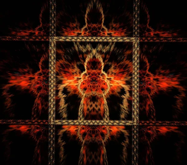Ilustrasi Psychedelic Fraktal Futuristik Ornamen Geometris Berwarna Warni Render — Stok Foto