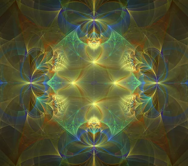 Иллюстрации Психоделический Фрактальный Футуристический Геометрический Красочный Орнамент Рендер — стоковое фото