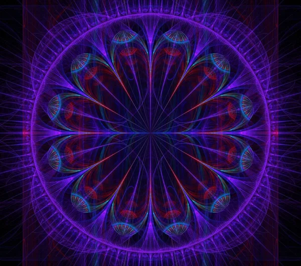 Ilustraciones Psychedelic Fractal Futuristic Geometric Colorful Ornament Render — Foto de Stock