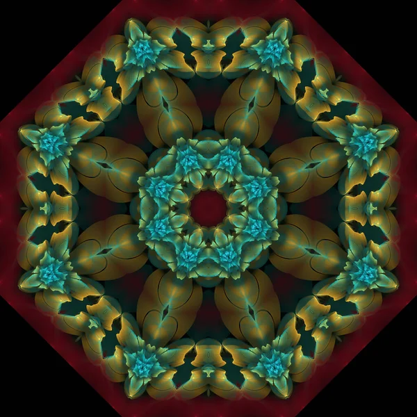 Kaleidoszkóp Elvont Művészet Gyönyörű Fantasy Fraktál Grafika Illusztráció Mandala Render — Stock Fotó