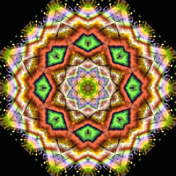 Kaleidoscope ลปะนามธรรมท สวยงามแฟนตาซ ภาพกราฟ Fractal Mandala Render — ภาพถ่ายสต็อก