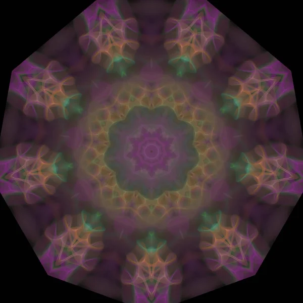 Caleidoscopio Arte Abstracto Hermosa Fantasía Fractal Ilustración Gráfica Mandala Render — Foto de Stock