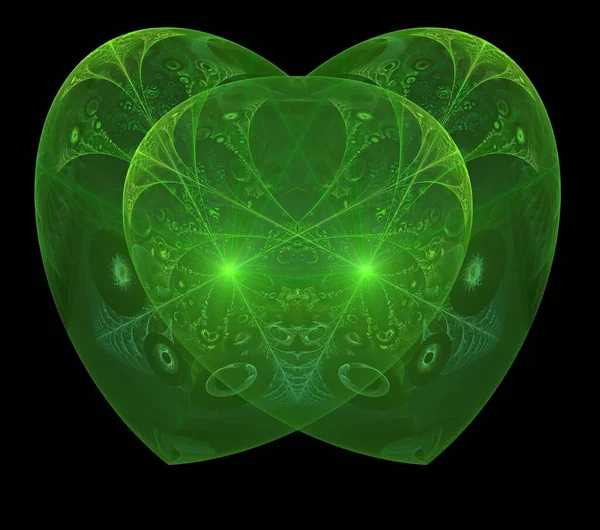 Иллюстрации Психоделический Фрактальный Футуристический Геометрический Красочный Орнамент Рендер Сердца — стоковое фото