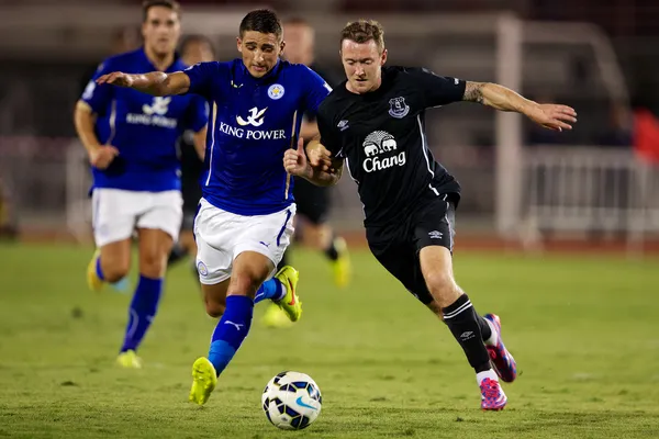 Přípravný zápas mezi leicester city a everton — Stock fotografie