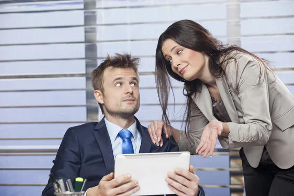 Employee giving an excuse for her mistake — Stock Photo, Image