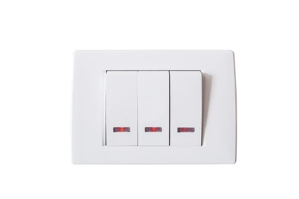 Przełącznik z trzech przycisków na białym tle — Zdjęcie stockowe