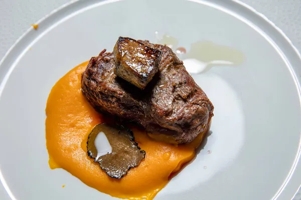 Tournedos Rossini Steak Boeuf Foie Gras Vue Dessus — Photo