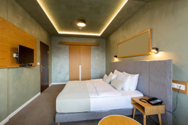 Lüks bir otel çift kişilik yatak yatak odası iç