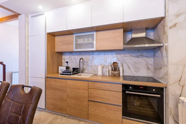 Interior Cocina Moderno Apartamento Montaña —  Fotos de Stock