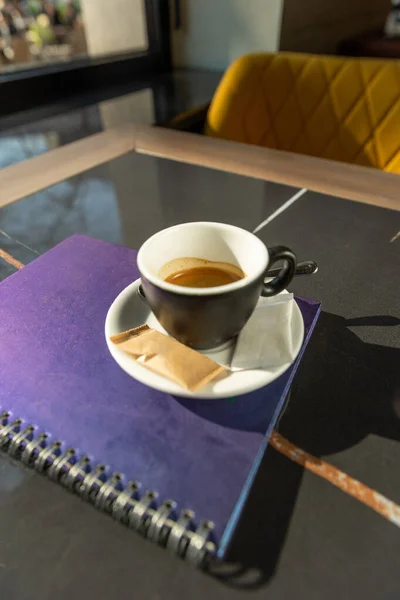 Espresso Kaffee Auf Einem Restauranttisch — Stockfoto