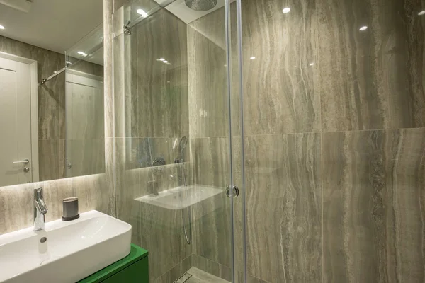 Interior Baño Con Paredes Mármol — Foto de Stock