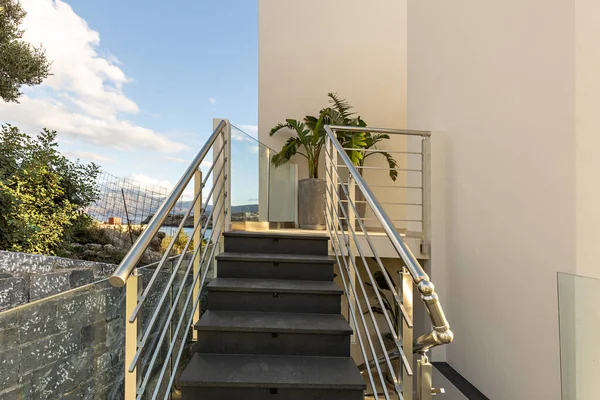 Stairs Aluminum Handrails Hotel — стоковое фото