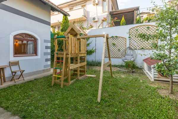 Outdoor Wooden Playground Summer — Stock Photo, Image