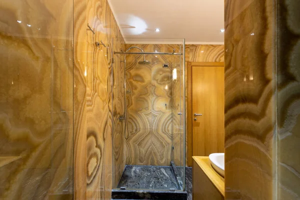 Interior Luxury Hotel Bathroom Marble Walls — 图库照片