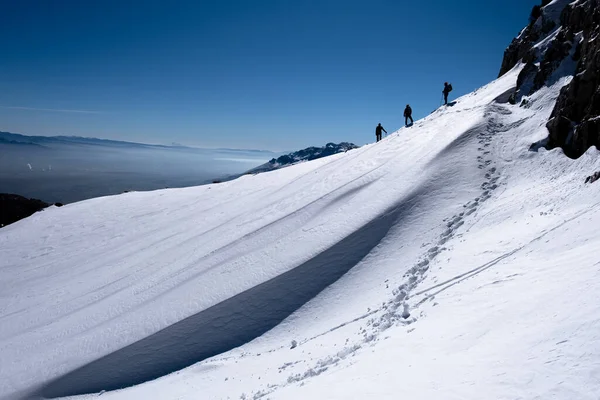 Group Buddies Walking Away City Lived Watching Mountains — Foto Stock