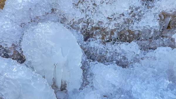 Formações Gelo Cascata Textura Formas Mudanças Imagens Mágicas Natureza — Fotografia de Stock