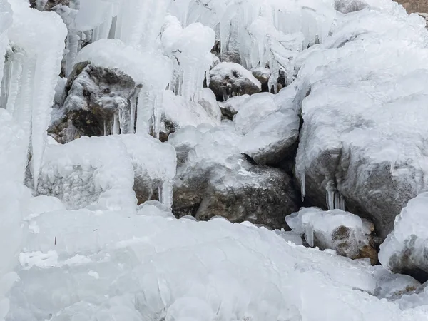 Formações Gelo Cascata Textura Formas Mudanças Imagens Mágicas Natureza — Fotografia de Stock
