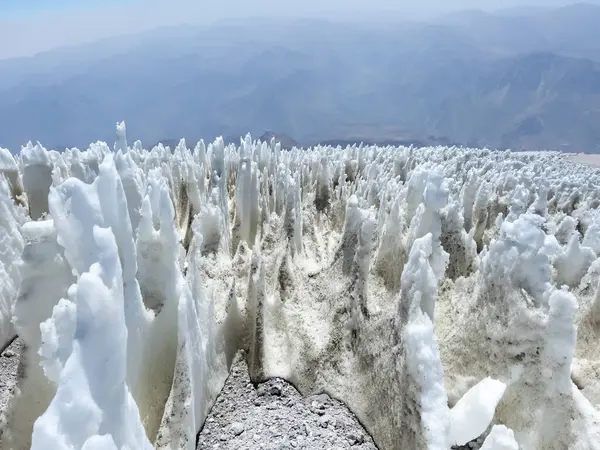 Damavand Mountain Glacial Landscapes Snowforms — Zdjęcie stockowe