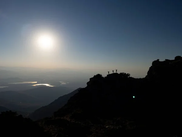 High Altitude Mountaineers Peak Achievements Spectacular Views — Stock Fotó