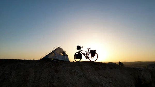 Ciclista Que Camping Gira — Foto de Stock