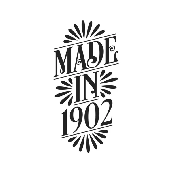 Kalligráfia Betű 1902 Születésnapja Made 1902 — Stock Vector