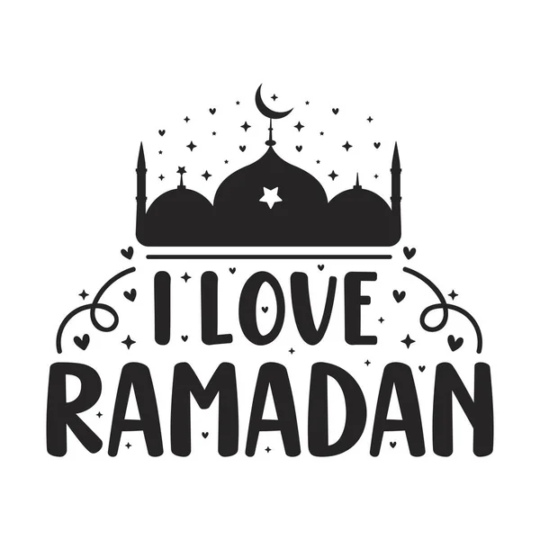 Encanta Ramadan Saludos Tipografía Tarjeta Mes Santo Ramadán — Vector de stock