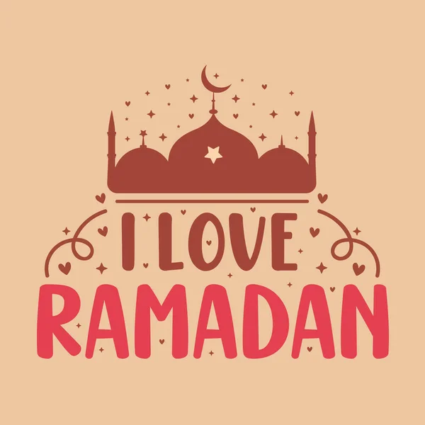 Encanta Ramadan Saludos Tipografía Tarjeta Mes Santo Ramadán — Vector de stock