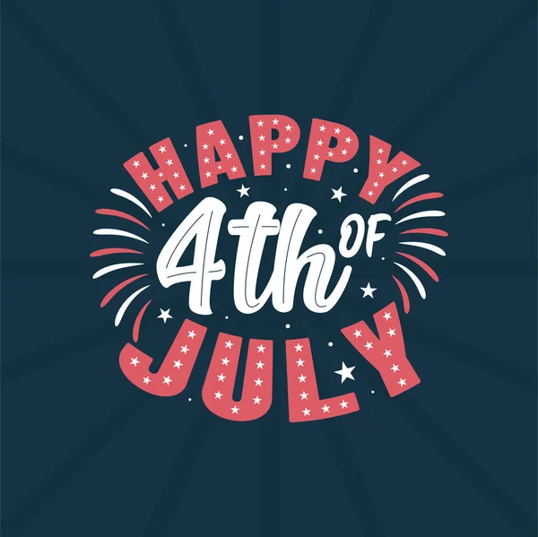 Happy 4Th July Independence Day Lettering Free Vector — Stock Vector