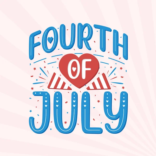 Fjärde Juli Grattis Självständighetsdagen Bokstäver Gratis Vektor — Stock vektor