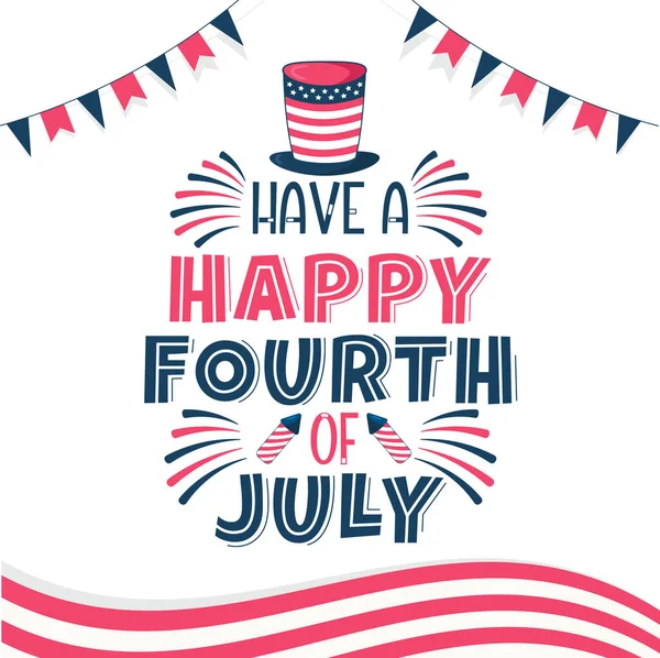 Have Happy 4Th July Happy Independence Day Lettering Free Vector — Stock Vector