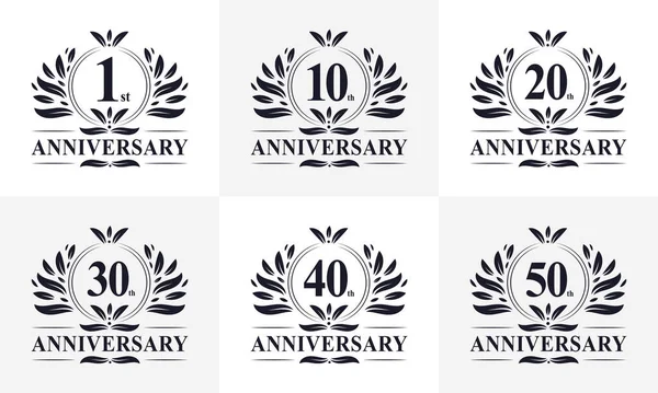 Retro Vintage Anniversary Badge Logo Collection Anniversary Logo Celebration — Stockvektor