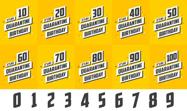 Quarantine Birthday Celebration Vector Design Set Bundle 10Th 20Th 30Th — Image vectorielle