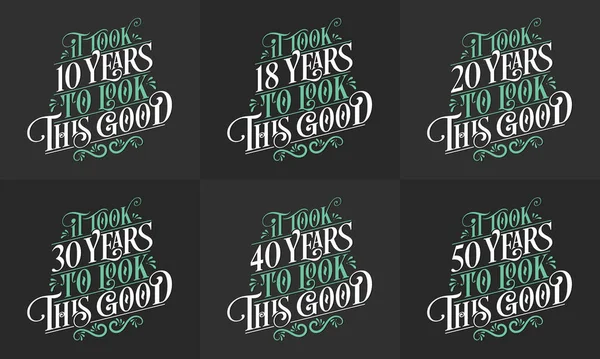 Σετ Σχεδίων Γενεθλίων Best Birthday Typography Απόσπασμα Σχεδιασμό Δέσμη Χρειάστηκαν — Διανυσματικό Αρχείο