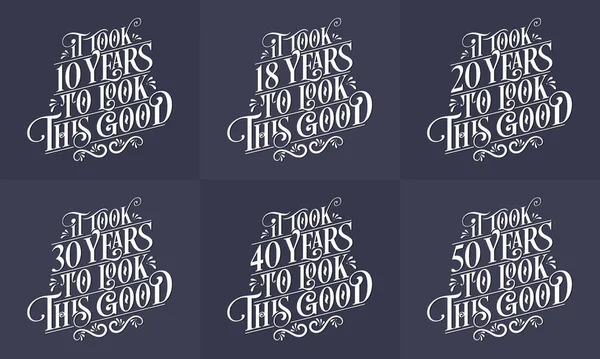 Happy Birthday Design Set Best Birthday Typography Quote Design Bundle — Stockový vektor