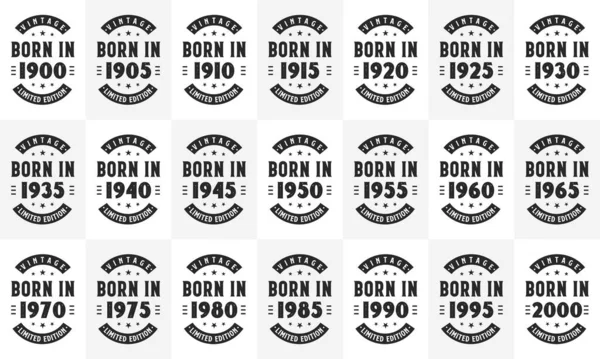 Retro Vintage Birthday Design Mega Bundle Born 1900 1905 1910 — Image vectorielle