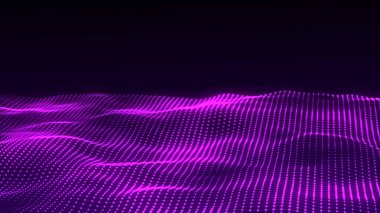 Renkli müzik dalgası. Karanlık arka planda gelecekteki noktalar. 3D görüntüleme. Büyük veri dijital kodu.