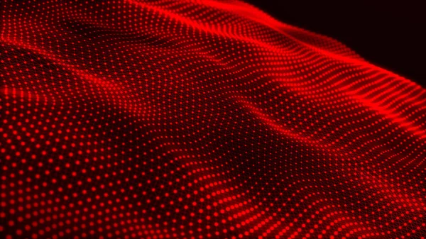 Абстрактна Футуристична Хвиля Візуалізація Цифровий Фон Точки Лінії Єднання Мережею — стокове фото