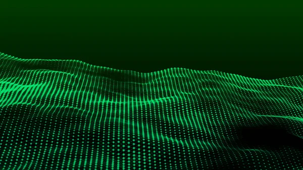 Abstract futuristic wave background. Digital structure. Network connection dots and lines. — ストック写真