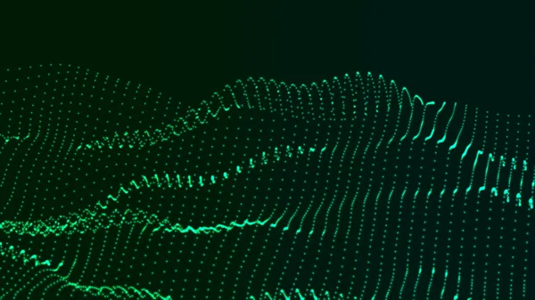 Soyut dijital parçacık dalgası. Teknoloji arka plan vektörü. Fütürist noktalı dalga. Vektör illüstrasyonu