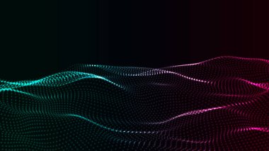 Soyut dijital parçacık dalgası. Fütürist noktalı dalga. Vektör illüstrasyon Teknoloji arkaplan vektörü.