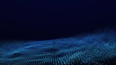 Noktalı ve çizgili fütüristik dalga. Büyük veri konsepti. Soyut teknoloji geçmişi. 3 boyutlu görüntüleme. 4k animasyon.