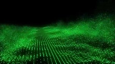 Noktalı ve çizgili fütüristik dalga. Büyük veri konsepti. Soyut teknoloji geçmişi. 3 boyutlu görüntüleme. 4k animasyon.